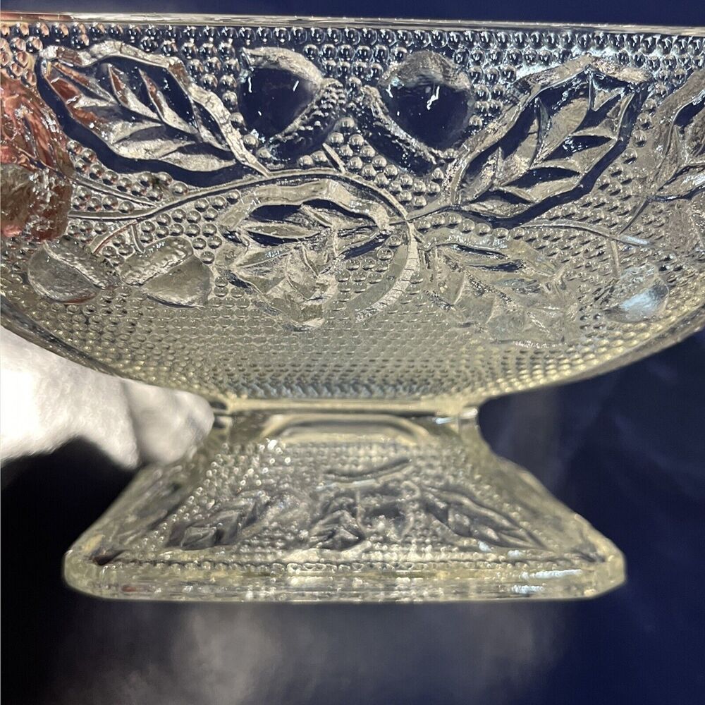 Vintage Jeanette Depression Glass Candy Dish w/Lid Square Acorn‎ &Leaves Design - Picture 5 of 13